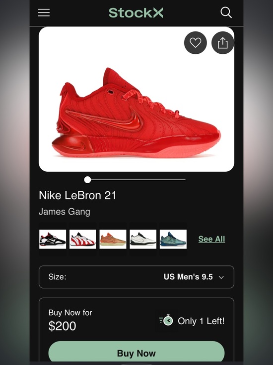 Nike - LeBron 21 “James Gang” Red Basketball Shoes - Size 9.5 - Brand New main image 9